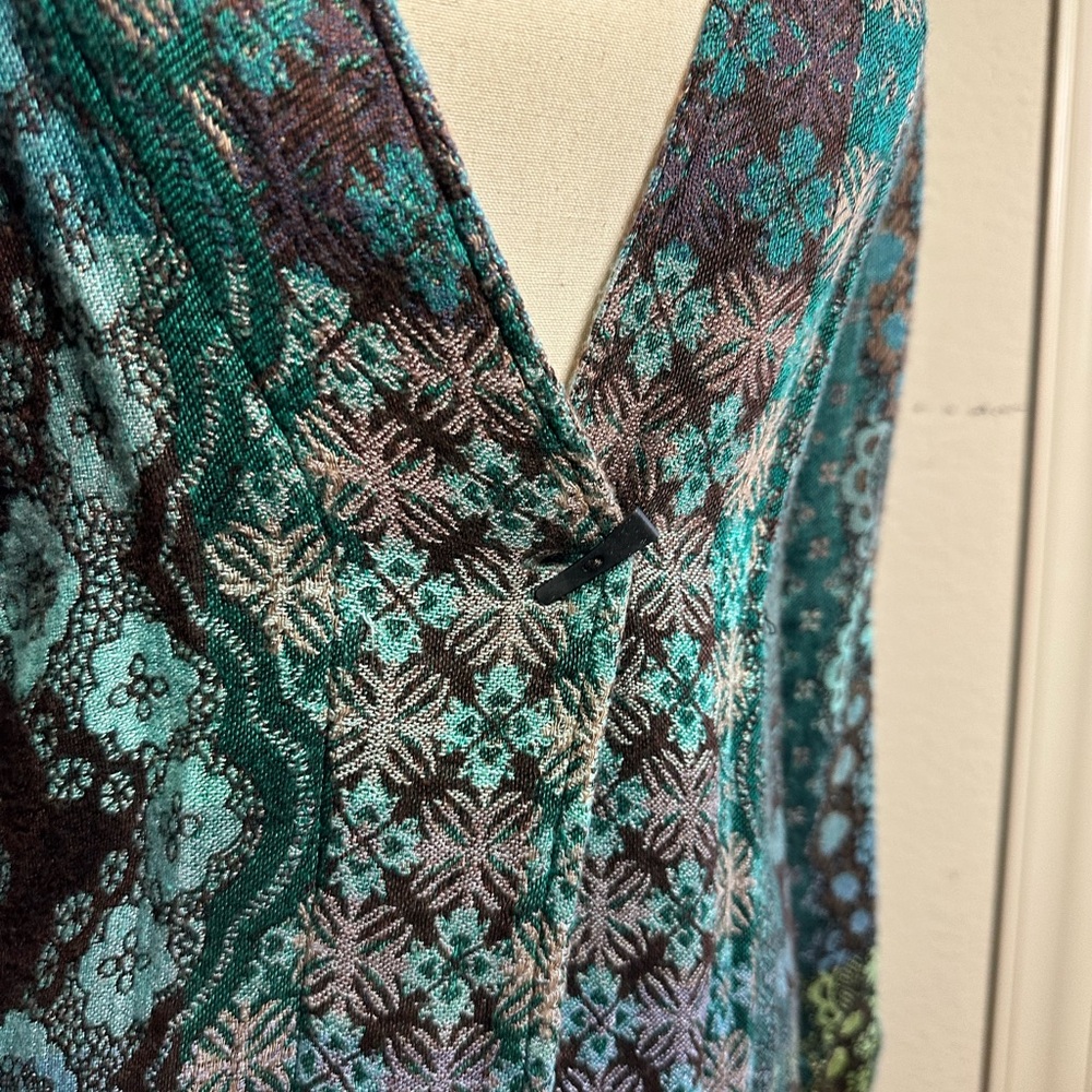 Soft Surroundings Saskia Super Soft Teal Woven Boho Relaxed Fit Jacket Sz S View 4